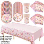 Butterfly Disposable Tableware Set Paper Plate Cup Napkins Pink Butterfly Birthday Party Decoration Baby Shower Wedding Supplies