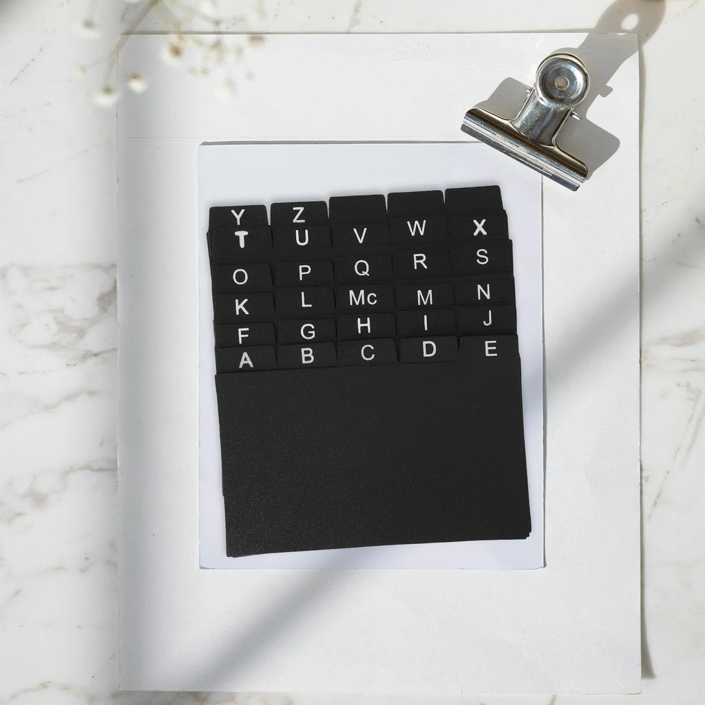 30pcs Index Card Dividers Black Pp Material For Organizing Documents Study Materials Recipes Alphabet Tabs Space Saving
