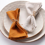 Set of 4 Cloth Napkins 100% Pure Linen 16x16Inch Hemmed Dinner Napkins Easy Care Machine Washable for Christmas Wedding Party