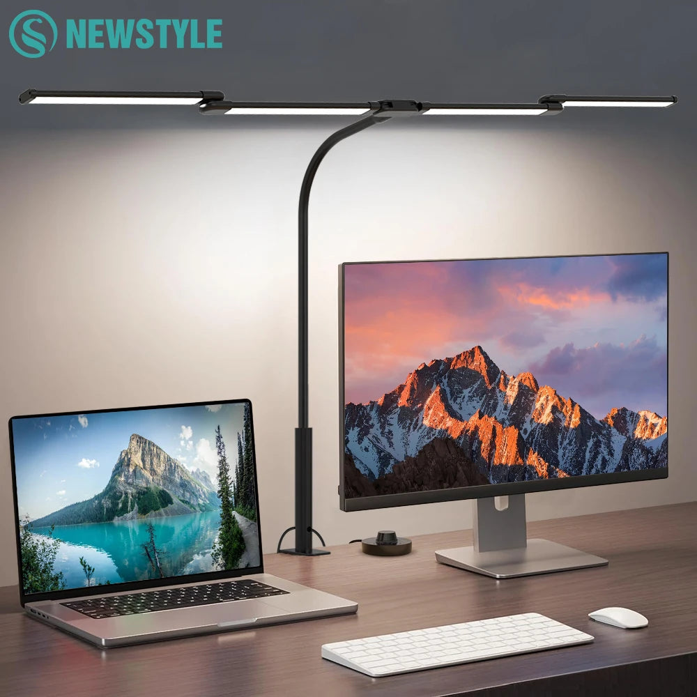 LED Ultra Bright Eye-Caring Desk Lamp 24W Stepless Dimming Flexible Gooseneck Clip-on Office Architect Desk Lamp PC Screen Lamp