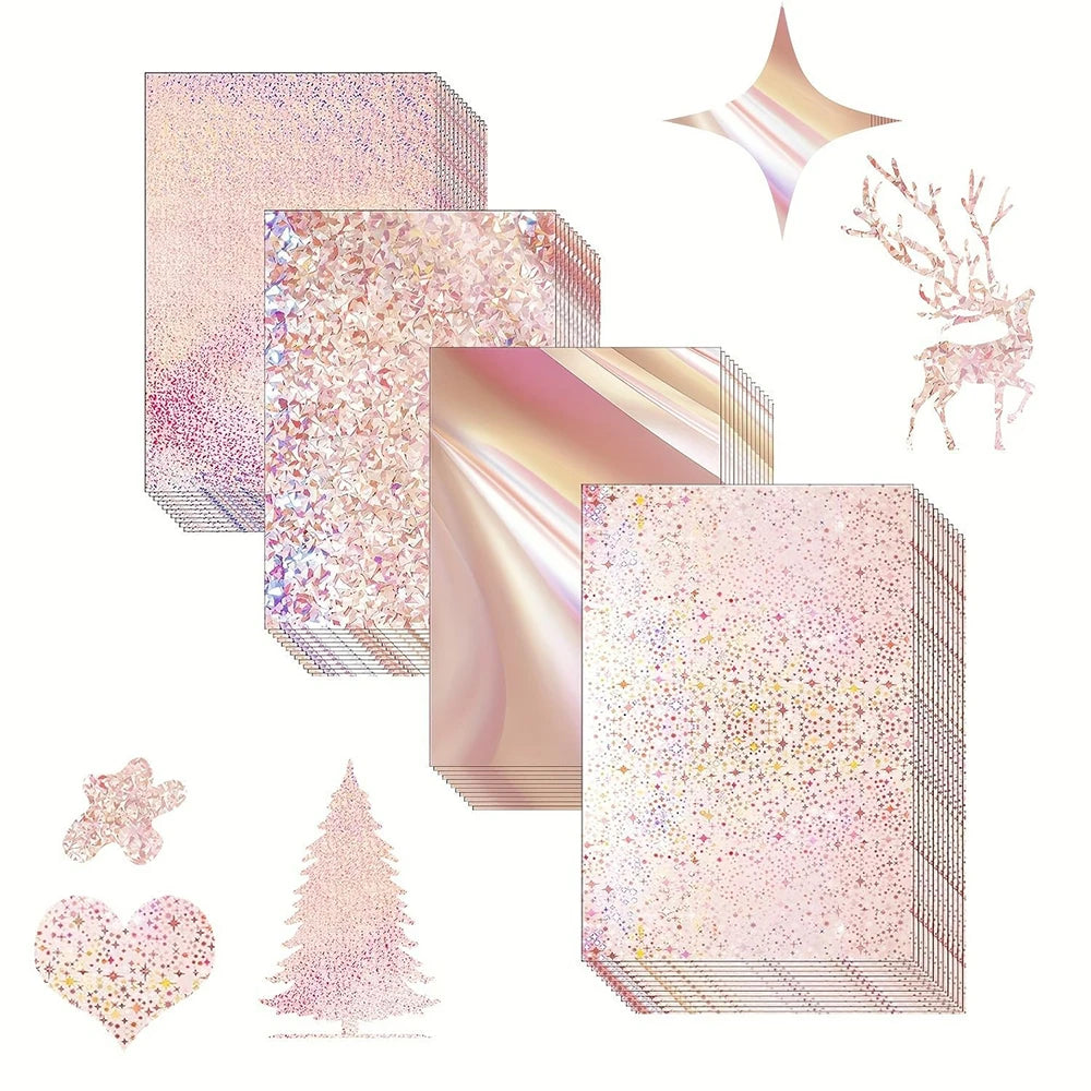 20 Sheets Holographic Cardstock 8.5 x 11, 250gsm Metallic Cardstock Glitter Shiny Iridescent Mirror Paper for Scrapbooking DIY