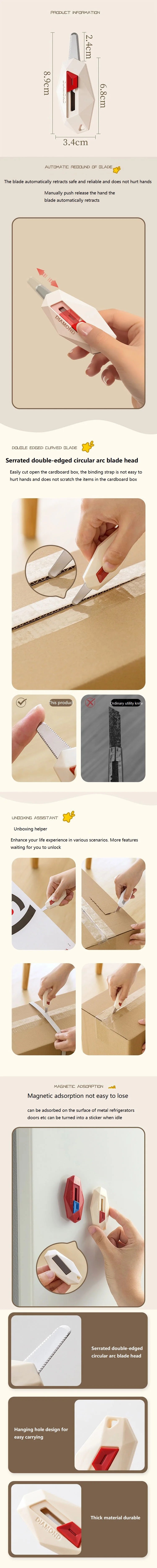 Box Opener Cutter Letter Envelope Opener Cute Magnet Knife Letter Openers Cute Mini Letter Brief Opener Box Cutter MGD03