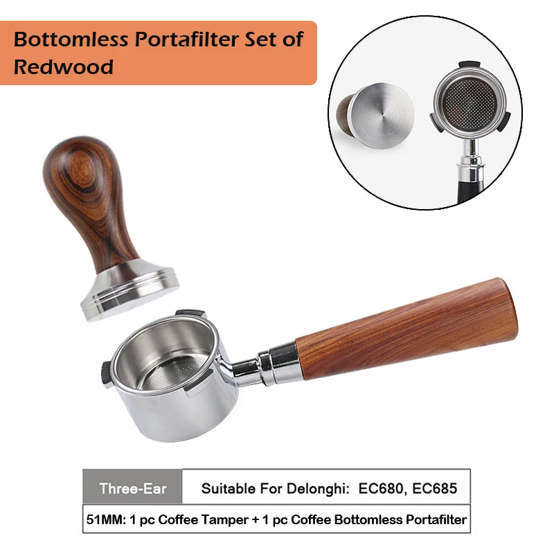 51mm Coffee Bottomless Portafilter Naked For Delonghi EC680 EC685 Replacement Filter Basket Espresso Machine Cafe Accessories