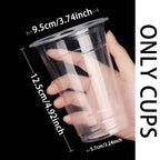 50PCS 16OZ Clear Plastic Cups Flat Lids Disposable Drinking Cups for Party Wedding Drinking Cups Bulk Ice Coffee Milkshakes