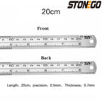 Stainless Steel Ruler Set 6 8 12 16 20 Inch Metal Rulers High Precision Double-Sided Engineering Drawing Office School Tools