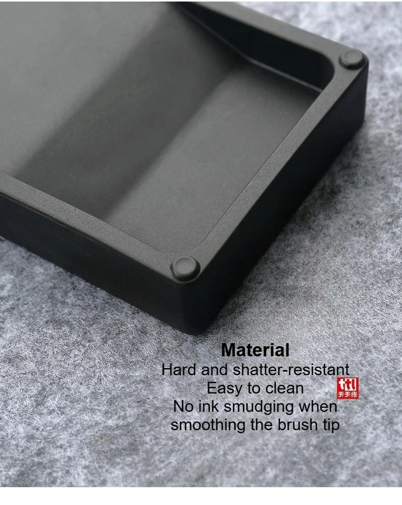 Multi-functional Inkstone Holding and Grinding Ink Anti-drop Portable Easy Clean Both Sides Usable Stationery for Students