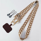 Adjustable Crossbody Long Mobile Phone Lanyard Wide Cloth Neckband Strap Rope Women's Pearl Hanging Ornaments Anti-Lost Lanyard