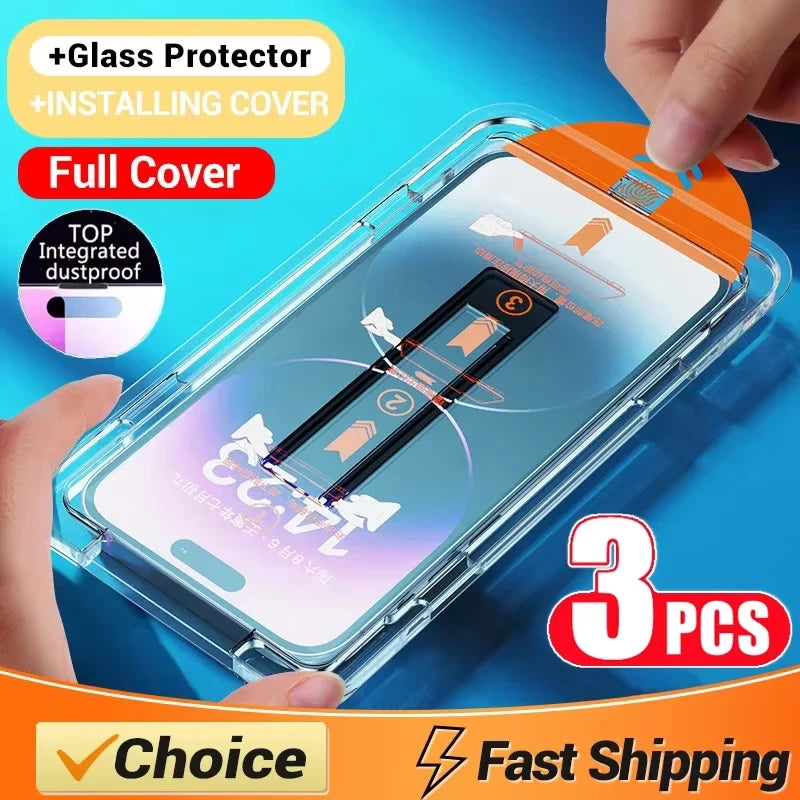 Oleophobic Coating Dust Free Screen Protector For iPhone 17 Pro Max 16 15 18 13 11 12 14 Pro Max SE 16e 7 8 Air Tempered Glass