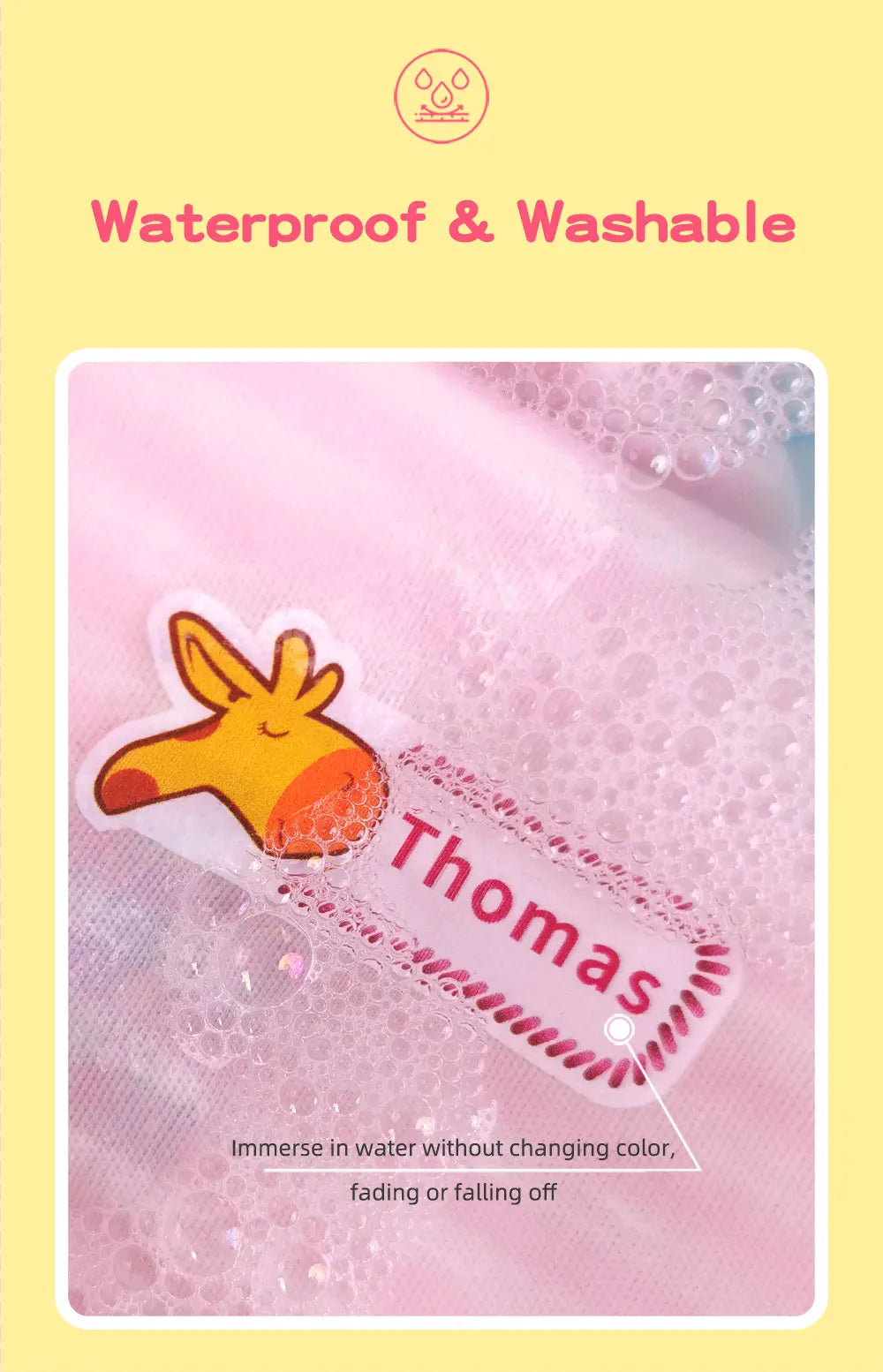 Custom Heat Transfers Name Sticker Personalized Washable Clothes Ironing Stickers Iron-on Labels Fabric Clothing Babysuit Tags