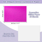 40Sheets A4 Glitter Cardstock Glitter Paper Card Stock Shiny Scrapbook 250gsm Sparkly Paper Large Shimmer for Scrapbook DIY Art