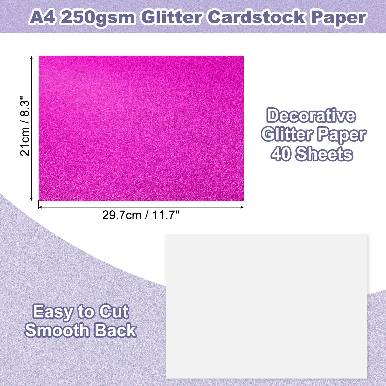 40Sheets A4 Glitter Cardstock Glitter Paper Card Stock Shiny Scrapbook 250gsm Sparkly Paper Large Shimmer for Scrapbook DIY Art