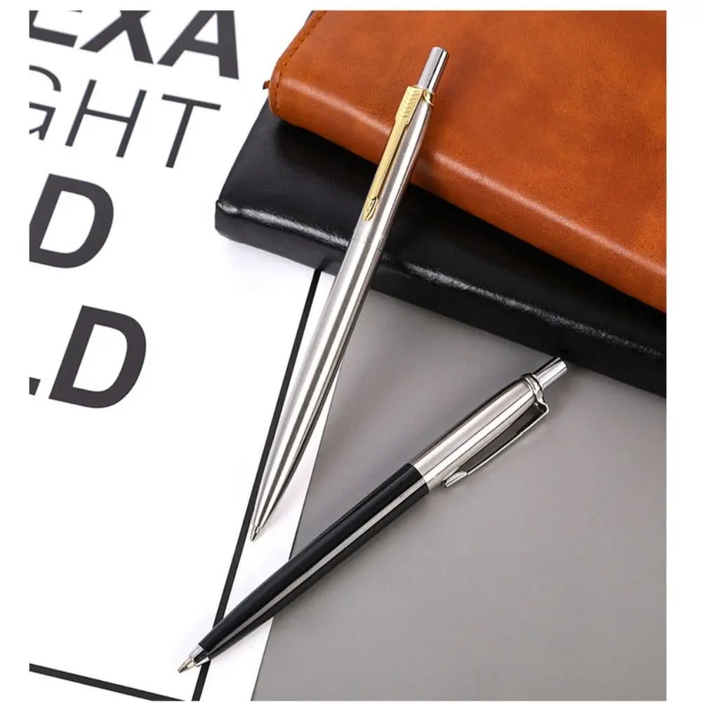 Metal Ballpoint Pen Press Tyle Business Fountain Pen with Blue/Black Ink Refill Students Gift Neutral Pen School Office Supplies