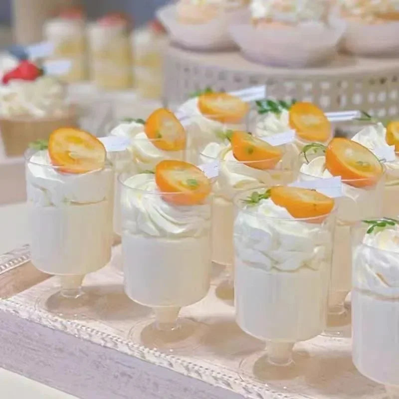 10/20/30pcs Disposable Dessert Cups Round Mouth Plastic Yogurt Mousse Cake For Birthday Party Appetizer Wedding Chocolate Cup