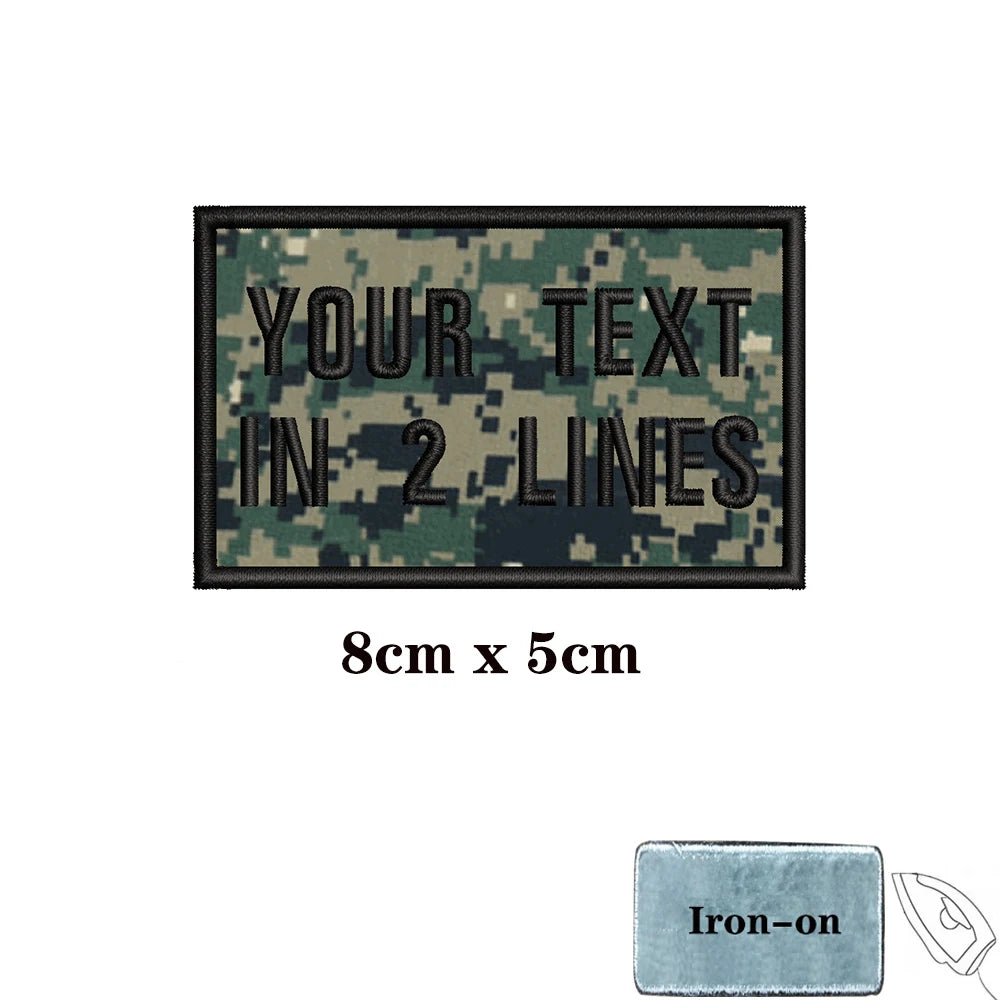 1PC Custom Name Patch Stripes Badge 10X2.5CM,8X5CM,10X4CM, 8X2.5CM,12X2.5CM,15X5CM,20X7CM, Iron On Hook Loop camouflage