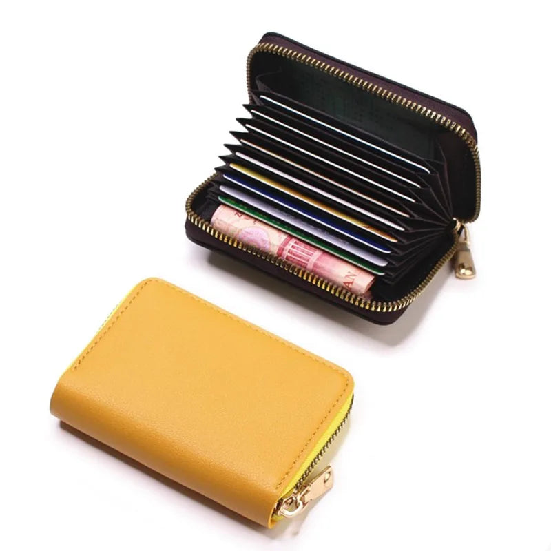 Compact Coin Purse Leather Business Credit Card Case Holder Travel Wallet for Women 20 Card Slots Small Card Pouch with