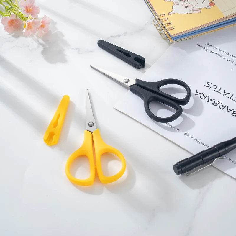 With Cover Safety Scissors, Lightweight Portable for Home Office School Kids DIY Craft Paper Cutting Stationery