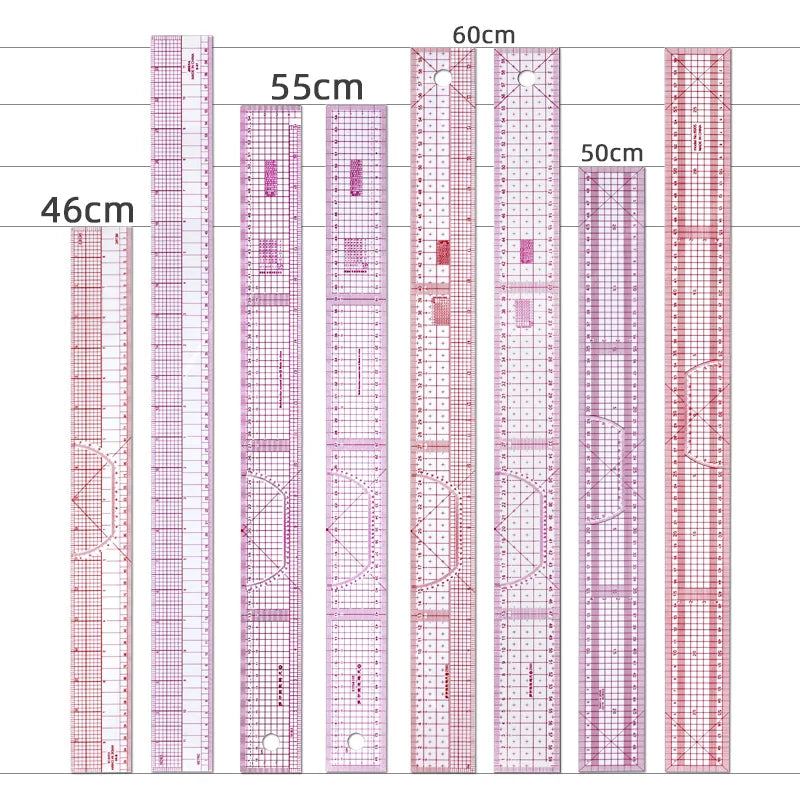 Empire sewing ruler and French curve, used for pattern making drafting, transparent plastic fashion designer ruler pieces assemb