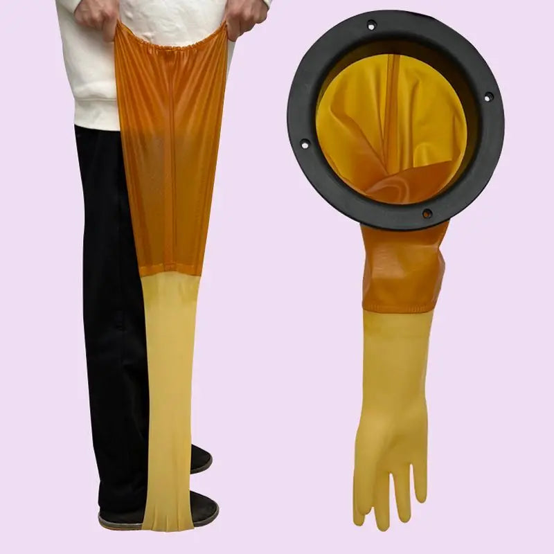Sandblasting machine hand sleeve thickened wear-resistant rubber latex water and acid and alkali resistant gloves