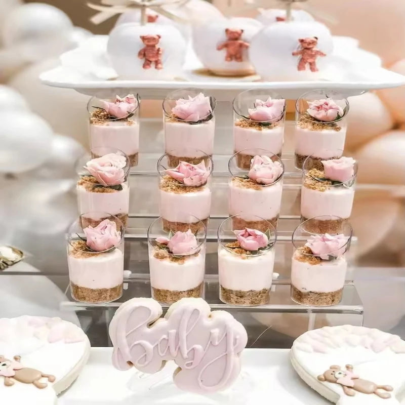 20/40PCS Disposable Dessert Cup Plastic Cup Tilted Circular Tasting Sample Birthday Wedding Appetizer Afternoon Tea Party