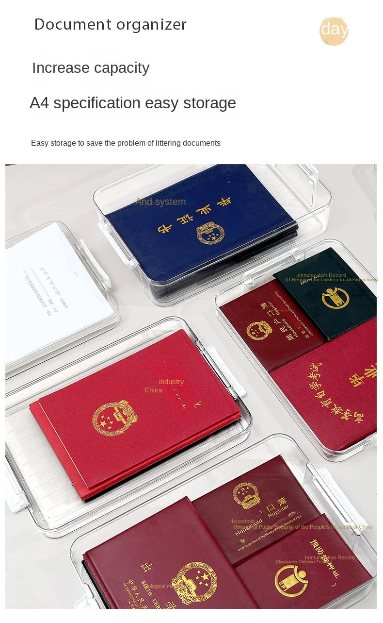 Acrylic Transparent Desktop Paper Storage Box A4 File Document Exam Paper Organizer Household Dust Proof Card Holder Case