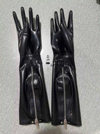 Black Latex Long Gloves with Zipper