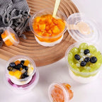 50/100PCS 250ML Disposable Plastic Pudding Cups Wiht Lids Ice Cream Double Skin Milk Disposable Cups Party Packing Dessert Cups