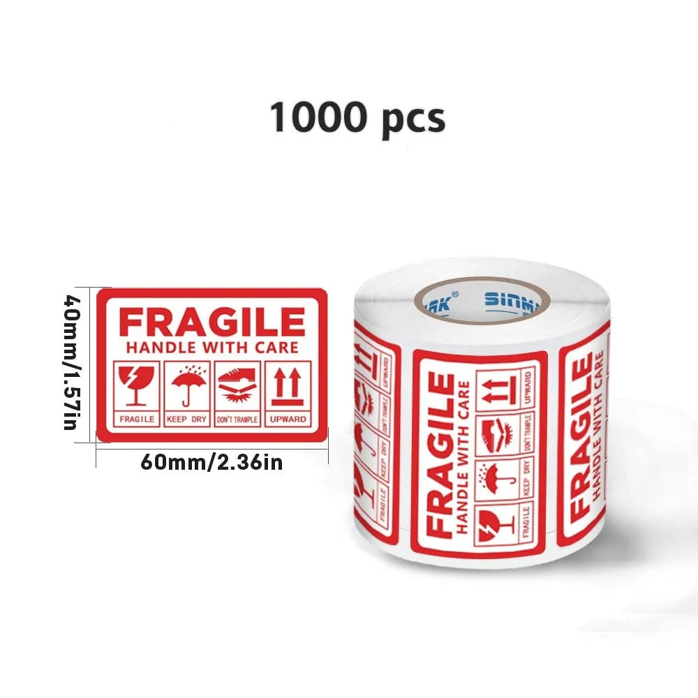 SINMARK 500/1000Pcs Fragile Warning Sticker Care Shipping Special Tag Useful Shipping Express Label Handle With Care Keep