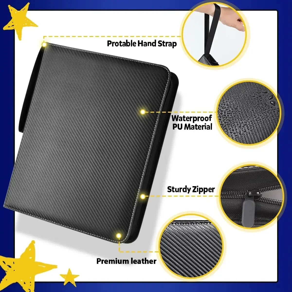 Professional Moisture-Proof Card Album | 900 Grids Double-Sided Pages with Portable Zipper Design