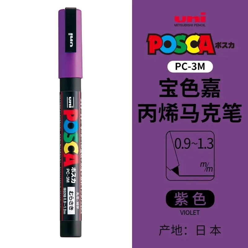 uni POSCA POP Water-Based Marker,Assorted Colors PC-1M/3M/5M 0.7~2.5mm Tips Professional Acrylic Paint Pen for Artists&Designers