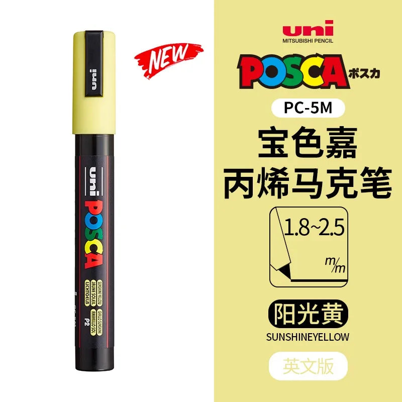 uni POSCA POP Water-Based Marker,Assorted Colors PC-1M/3M/5M 0.7~2.5mm Tips Professional Acrylic Paint Pen for Artists&Designers