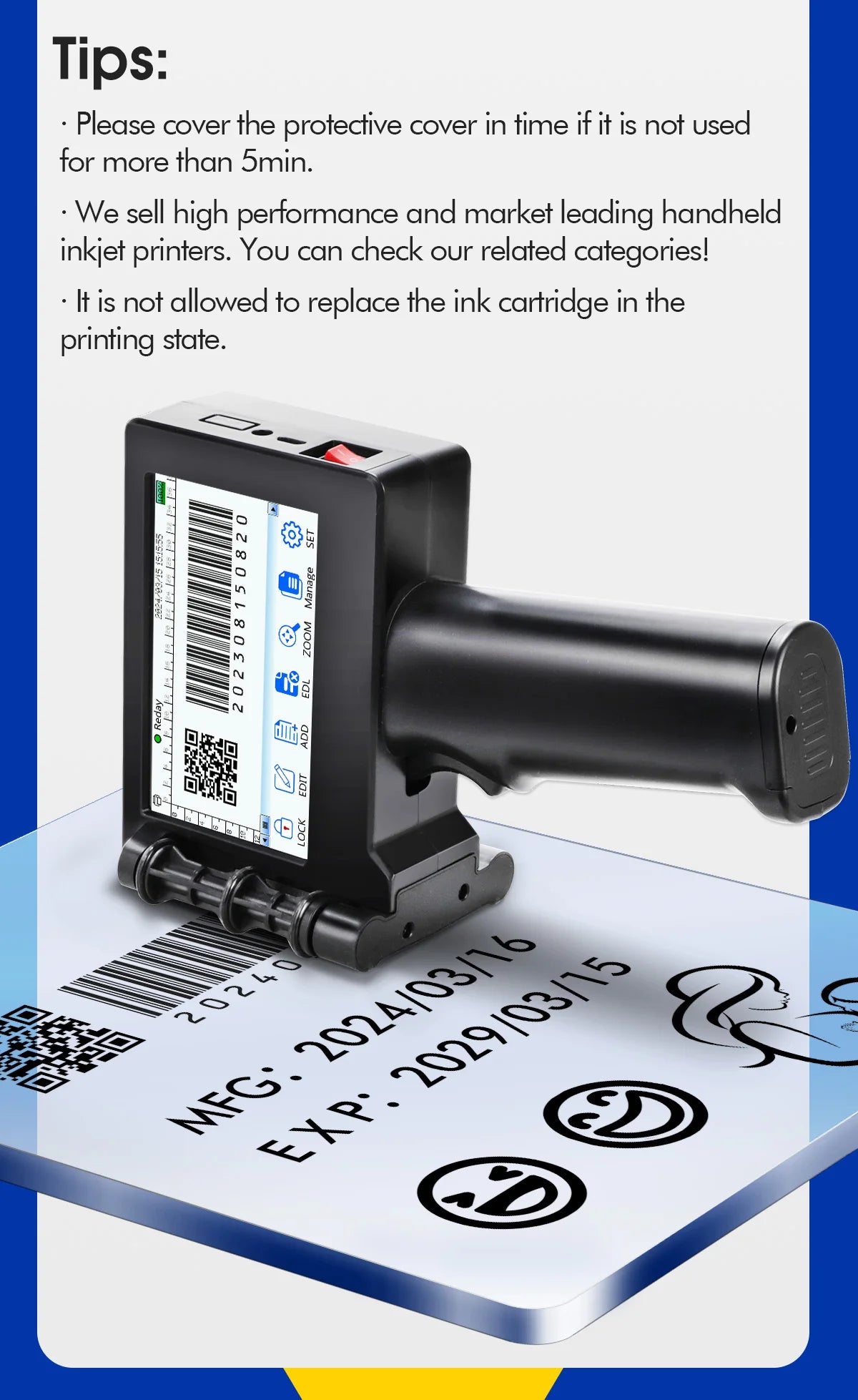 Yhan 2588 compatible quick-dry ink cartridge 12.7mm print height universal for unencrypted handheld printer
