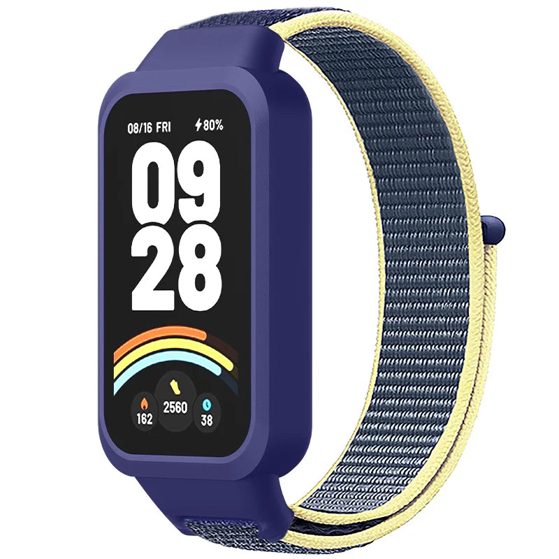 Strap+PC Case for Xiaomi mi band 9 active accessories sports Nyon bracelet correa+Protective Bumper shell Cover for Redmi band 3