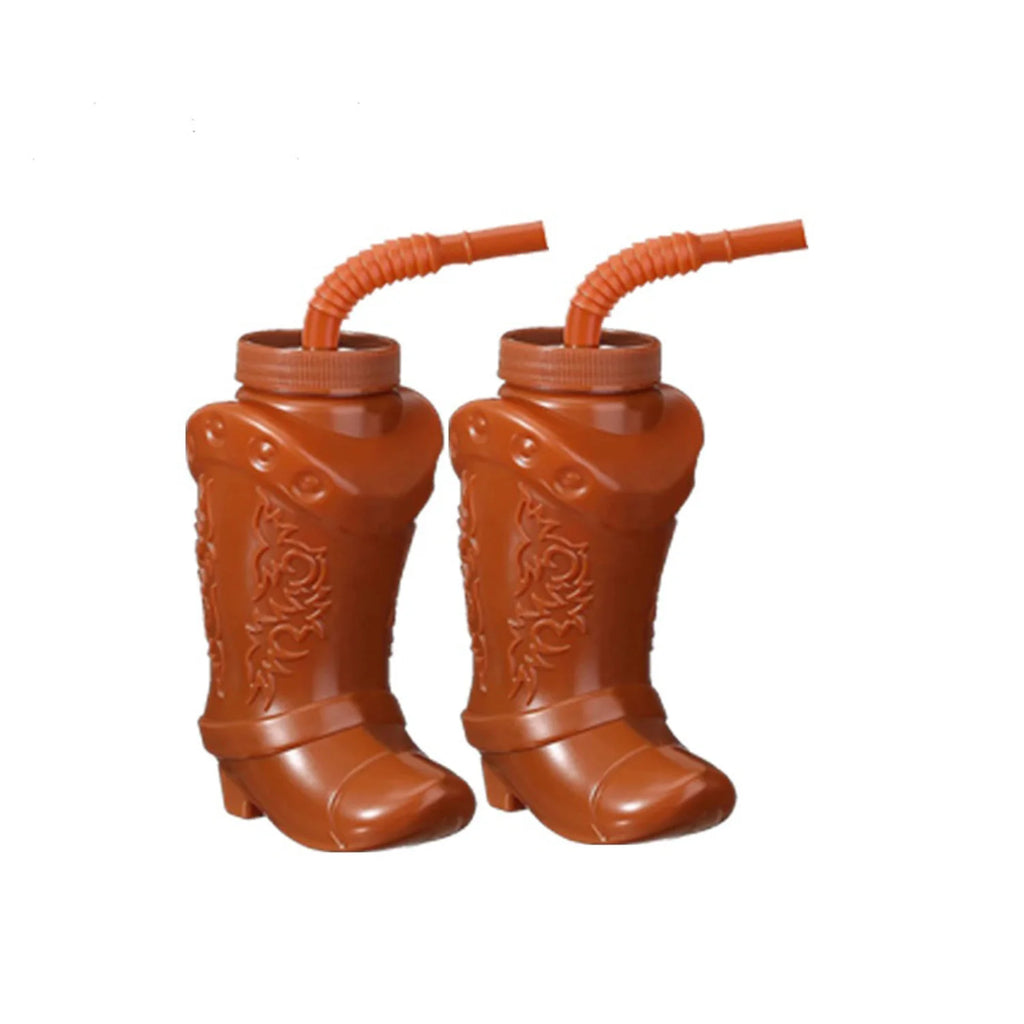 Plastic Cowboy Boot Cups with Straws and Lids Reusable Cowboy Cup for Western Themed Party Supplies Rodeo Birthday Decorations