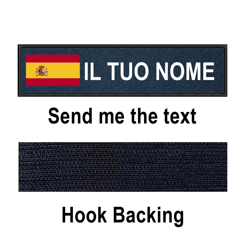 Custom Spain Flag Patch Tactical Patches Personalized Name Stripes Badge Tags Chevrons Armband Hook Loop For Military Backpack