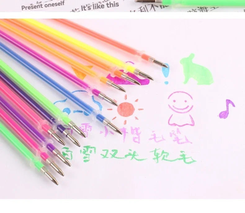 12-100pcs Glitter Pen Refills Set Flash Multicolor Gel Pen Refill Core DIY Art Writing Painting Graffiti Pen Refills Supplies