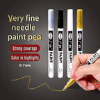 4Pcs/set Oil Based White Black Permanent Paint Markers Pens 0.7mm Extra Fine Waterproof, for Rock Painting, Wood, Metal, Canvas