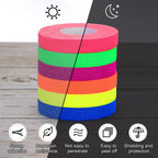 Uxcell 1Roll 5/10/18m Neon Gaffer Cloth Tape 1.5cm/2.5cm Width Fluorescent Adhesive Tape UV Black Light Glow Tape for UV Party