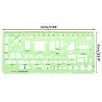 17 Styles Rulers Green Plastic Circles Geometric Template Ruler Stencil Measuring Tool Stationery Students Drawing Curve Ruler