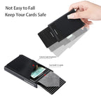 Automatic Flip Card Side Push Card Holder Sleeve Large Capacity 12 Cards Slot Metal Cards Box Men Credit Card Anti-theft Wallets