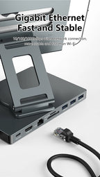 Blueendless Ipad Stand USB C Hub 4K 60HZ HD Type-C 100W PD SD/TF Slot Reader USB 3.0 5Gbps 9 In 1 Type-C Hub Ipad Holder