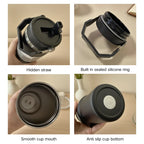 30oz Large Capacity Car Cup Stainless Steel Thermos Cup with Straw Travel Sports Water Bottle Vacuum Flask Coffee Insulation Cup
