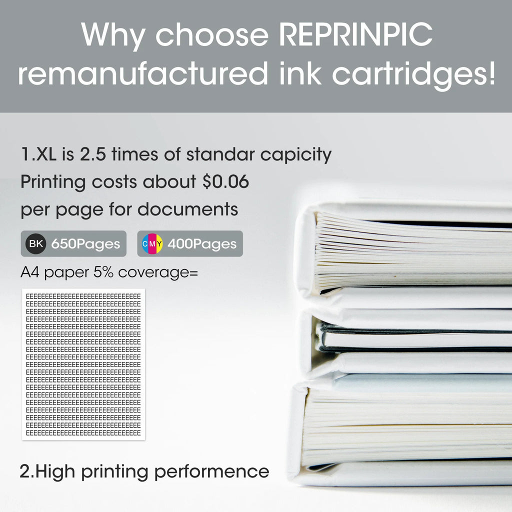 Reprinpic 664XL Ink Cartridge Compatible For HP 664 HP664 Deskjet 1115 2135 2675 3635 3775 4536 4538 5075 5275 Printer