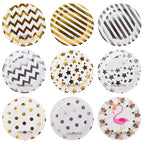 Pink Blue Stripe Dot Disposable Tableware Sets Paper Cups Plate Straws Fork Disposable Sets Wedding Birthday Party Decorations