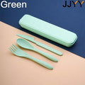 JJYY 1Set(3Pcs) Creative Portable Cutlery Set With Case Knife Fork Spoon Set Students School Office Home Travel Supplies