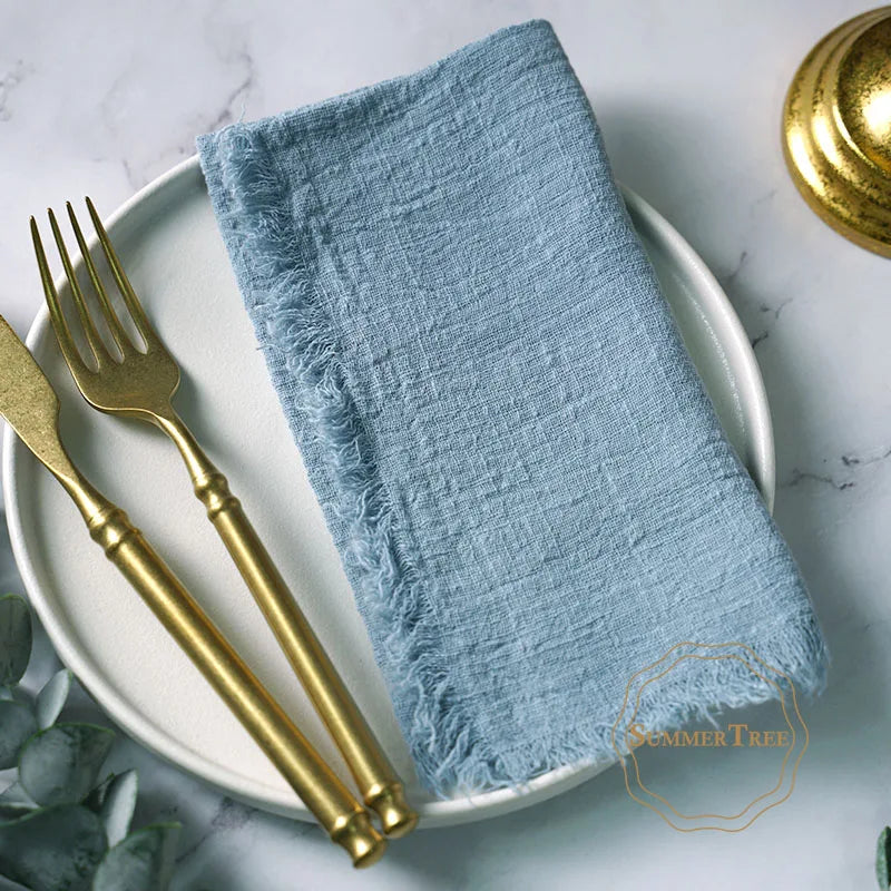 10pcs Napkins 41x41cm Cotton Cloth Gauze Retro Burr Rustic Towel Dining Place Mats Wedding Party Linen Fabric Table Decoration