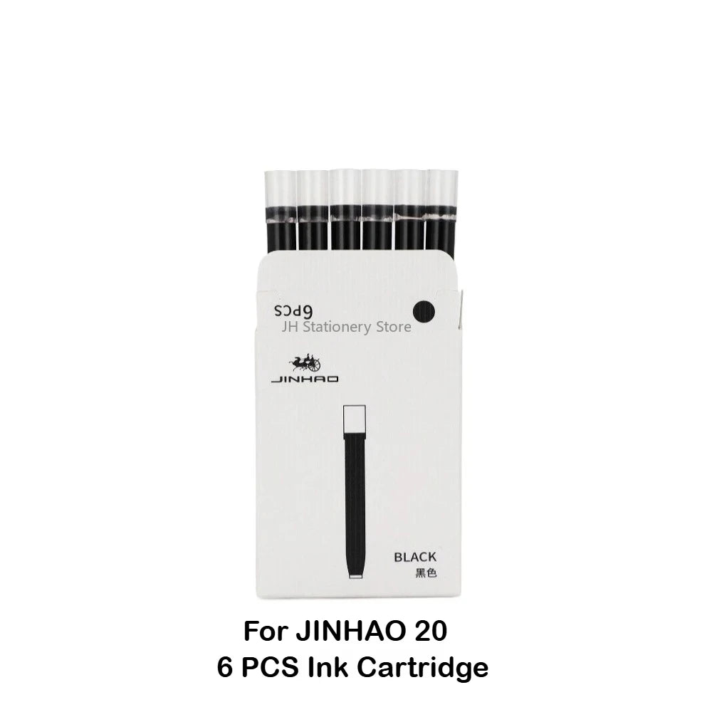 JINHAO 20 Press Fountain Pen Retractable EF/F Nib Plastic With Clip School Supplies PK 10 A1 Stationery Writing Ink Converter