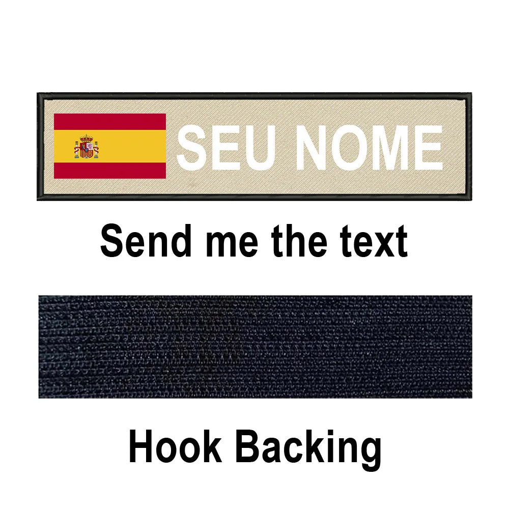 Custom Spain Flag Patch Tactical Patches Personalized Name Stripes Badge Tags Chevrons Armband Hook Loop For Military Backpack