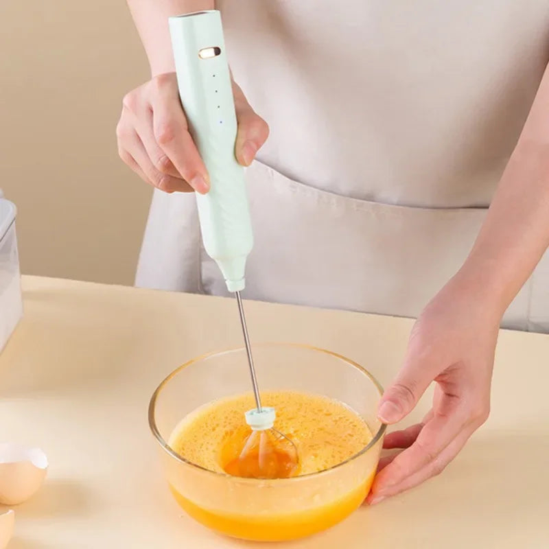 OCOOSO 2 in 1 Electric Milk Frother Rechargeable Coffee Milk Frother 3 Speed Adjustable Milk Frother Handheld Electric Dual Head