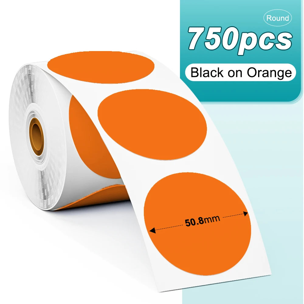 Phomemo PM241 Shipping Printer Label Sticker Round Paper Square Label Rainbow Color for DIY Logo Design Small Business Adress