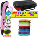 2026 New 3D Printing Pen DIY Three-dimensional Painting Children Toys With LCD Screen Power Adapter 200M PLA Filament Toys Gift